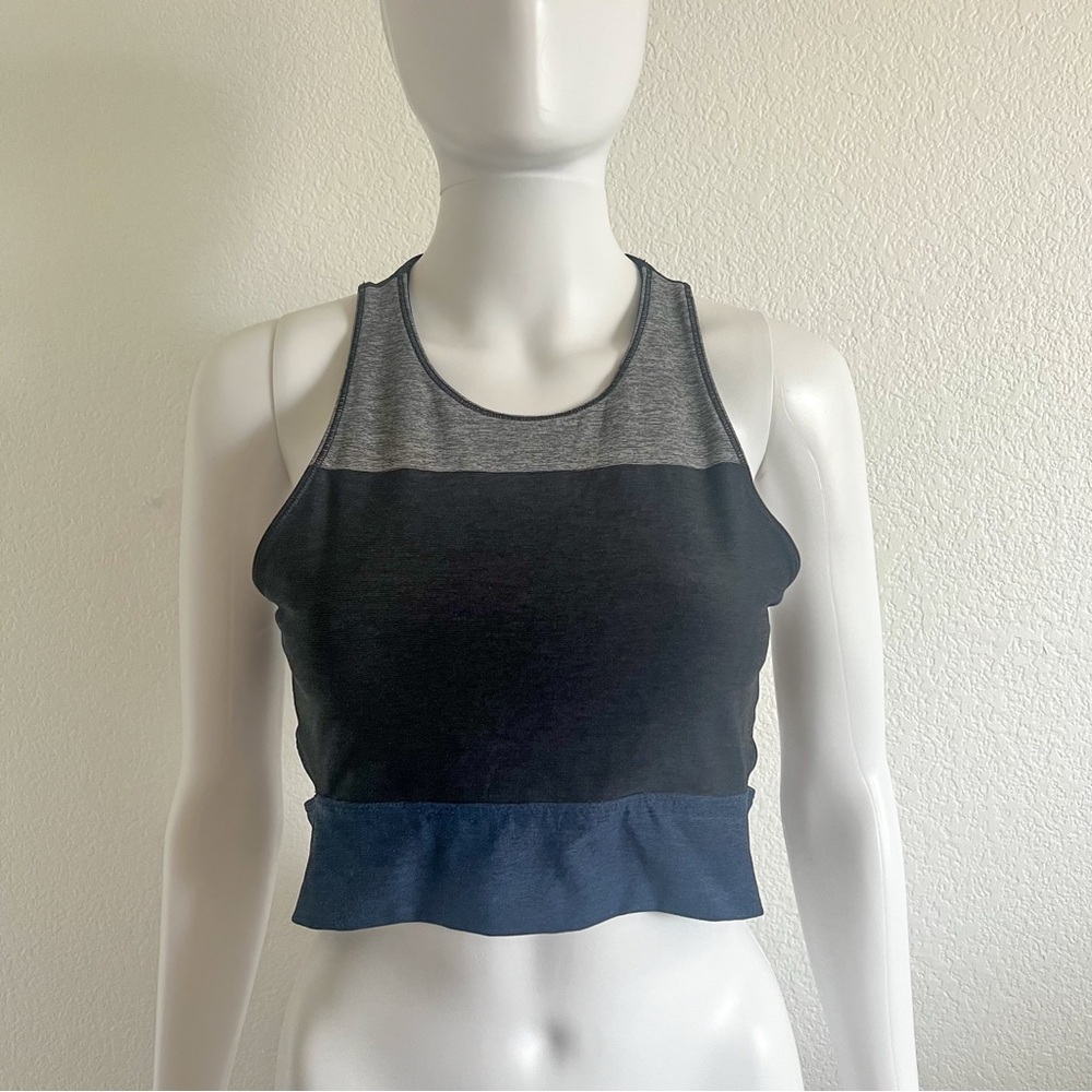 Outdoor Voices Size M Tri-Tone Slashback Crop Tank Top Activewear Sports Bra